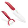 Picture of 5.5" Ceramic Santoku Knife and Ceramic Y Peeler Set - Red