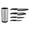 Picture of 5 Piece Stainless Steel Block Set with 4 Black Revolution Ceramic Knives (7", 5.5",4.5", 3")