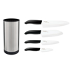 Picture of 5 Piece Stainless Steel Block Set with 4 White Revolution Ceramic Knives (7", 5.5",4.5", 3")