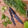 Picture of INNOVATIONblack® 4-Piece Ceramic Kitchen Knife Set - Black 4.5" Utility, 5" Slicing, 5.5" Santoku and 7" Chef's Knife