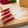 Picture of Revolution 4-Piece Ceramic Knife Set -  6" Chef's Santoku, 5.5" Santoku, 4.5" Utility and 3" Paring - Red Handles, White Blades