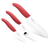 Red white ceramic kitchen knife set serrated utility paring santoku 