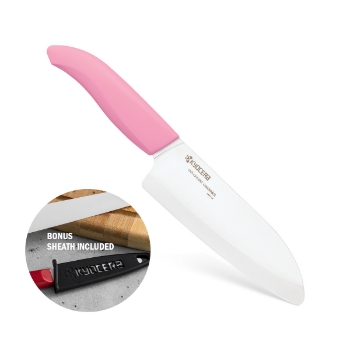 Picture of Pink Revolution 5.5" Ceramic Santoku Knife + Free Knife Sheath